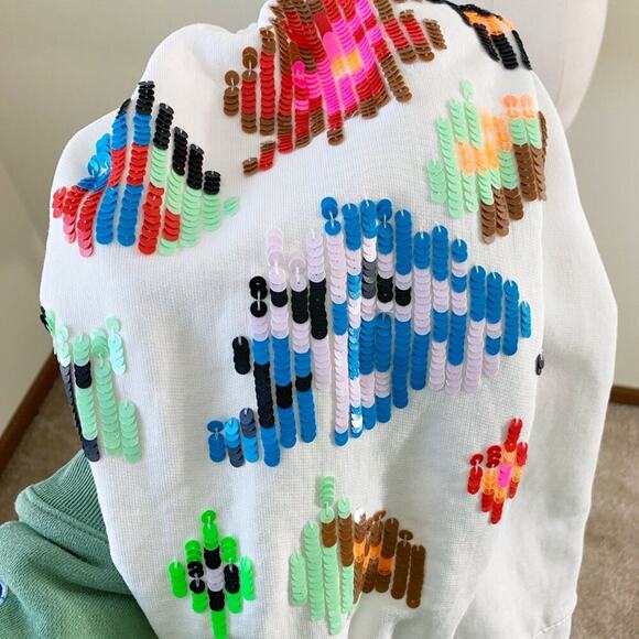 Essentiel Antwerp White Cotton Sweatshirt w Multicolor Sequin Detail Size Small - Picture 7 of 13